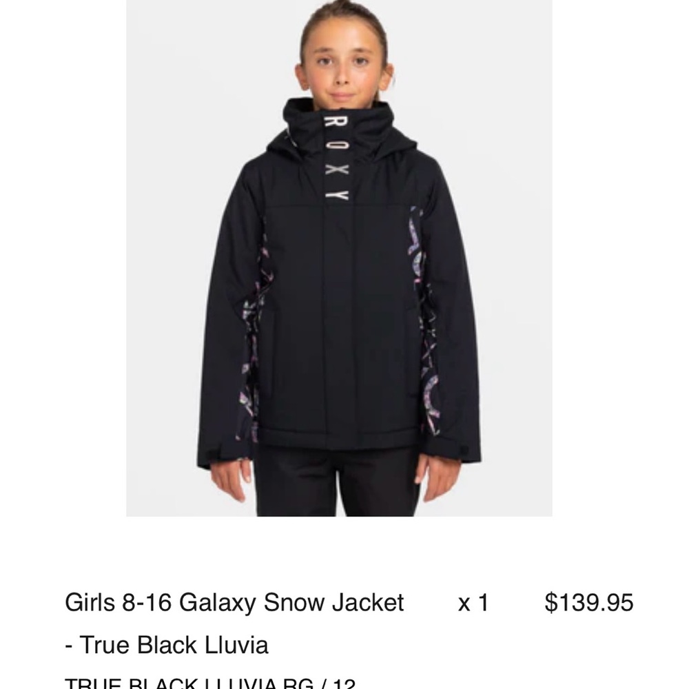 Roxy Girls Galaxy Snow Jacket - Black